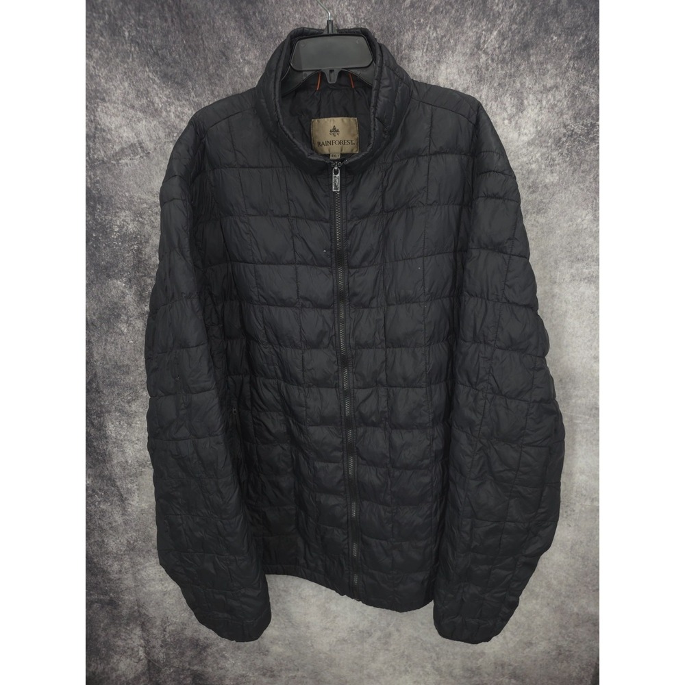 Rain Forest Jacket Mens 4XLT Black Full Zip Puffer Thermoluxe Insulation Nylon